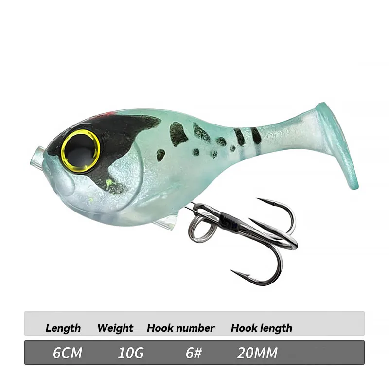 10g Sinking PVC Bazooka Hook Wobblers Artificial Plstic T-tail Jump Fish Swimbait for Shad Fishing Lure  Pike  Soft Bait Bass