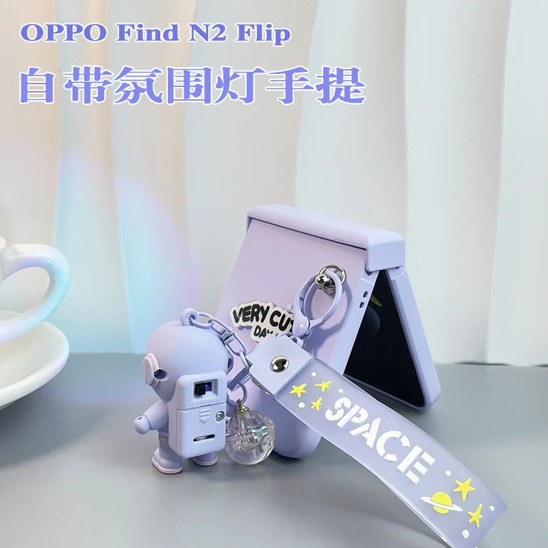 For OPPO Find N2 Flip Foldable Phone Case New Astronauts Light Handheld Find N2 Flip Protective Back Cover Skin-feeling Shell