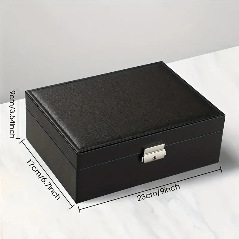 A Simple Double-Layer Jewelry Storage Box For Jewelry Cabinets, Used To Store Rings And Necklaces With Locks