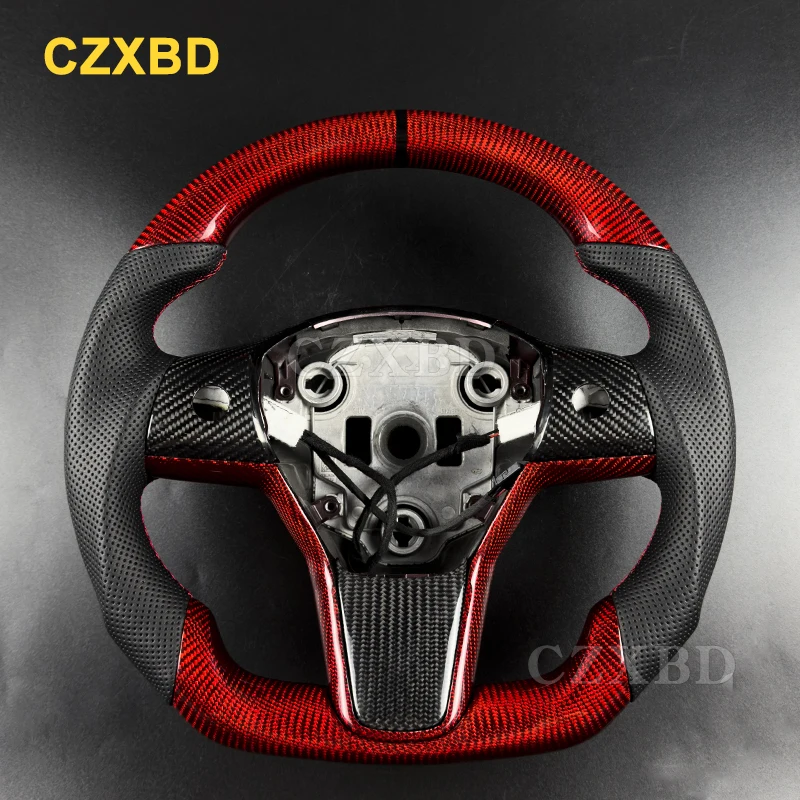 White Leather Steering Wheel For Tesla Model 3 Model Y 2016 2017 2018 2019 2020 2021 2022 2023 2024 High Quality Customized