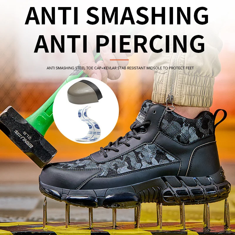 Imagem -03 - Homens de Aço Toe Cap Sapatos de Trabalho Anti Smashing Anti Piercing Escalada Resistente ao Desgaste Anti Splashing Segurança