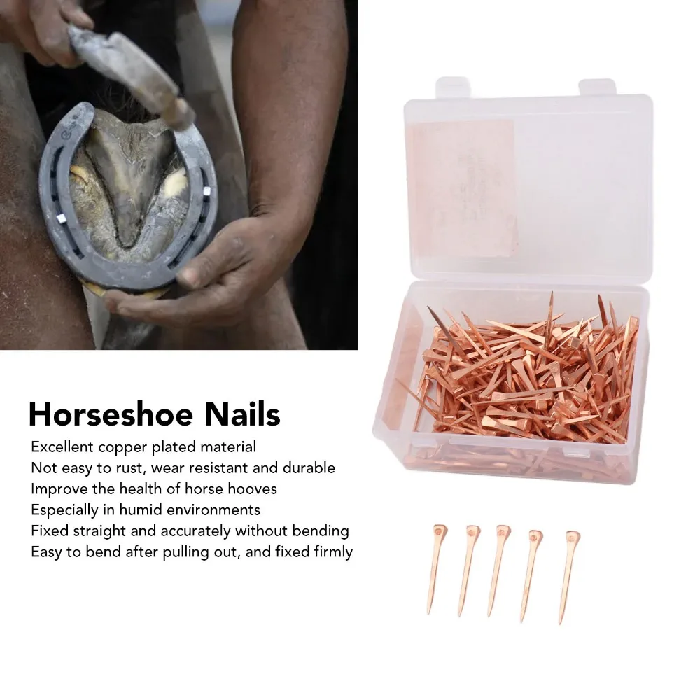 250pcs-51mm-length-horseshoe-nails-rustproof-copper-plated-copper-plated-nails-plastic-storage-box-wear-resistant-pet-supplies