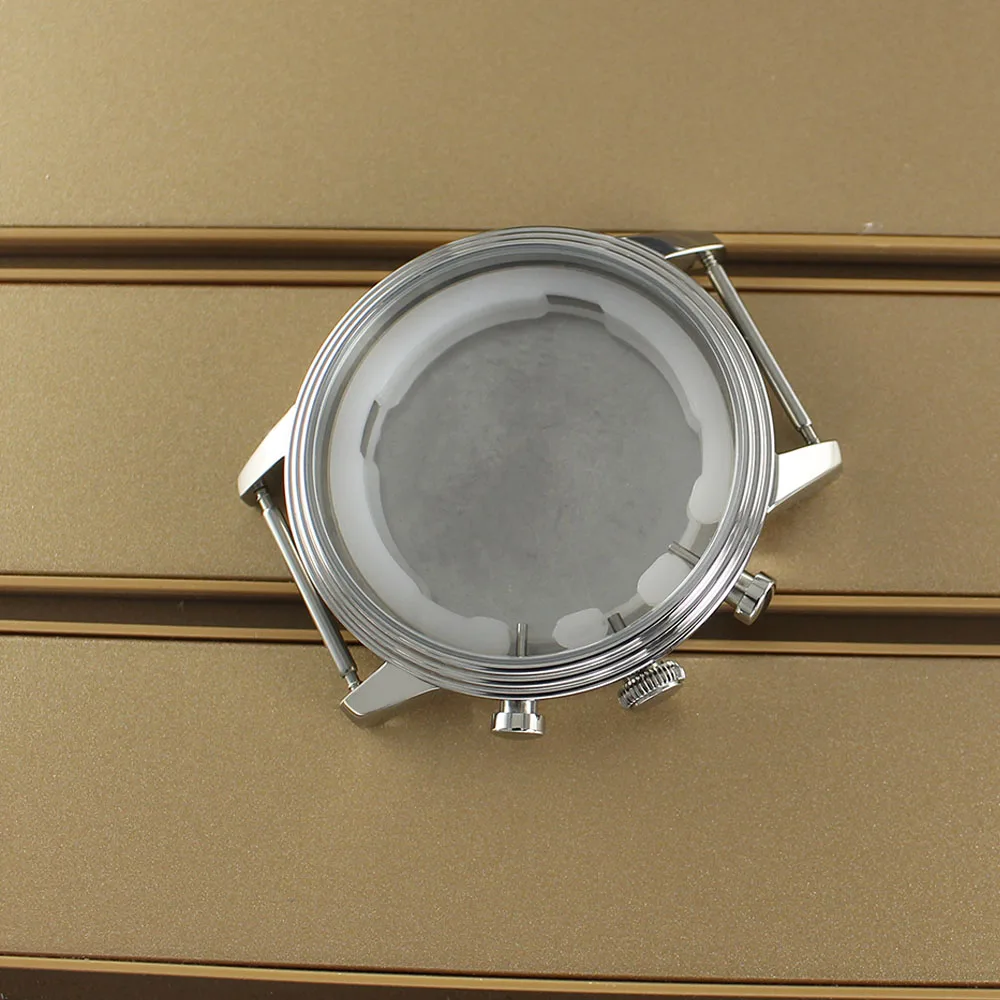 

45.3mm Silver Watch Case Solid Bottom Cover Fashion Waterproof For Miyota OS21 Movement High Quality Stainless Steel Watch Parts