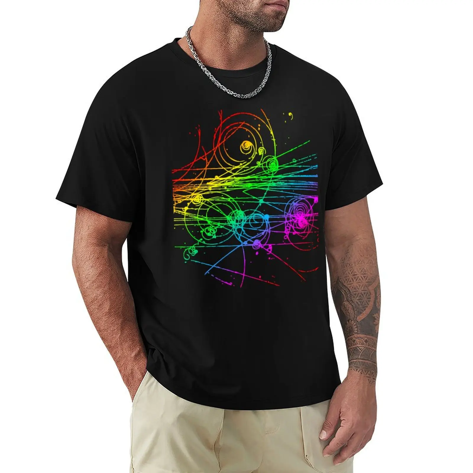 Particle tracks (rainbow) T-Shirt Large Size Loose Casual Tee