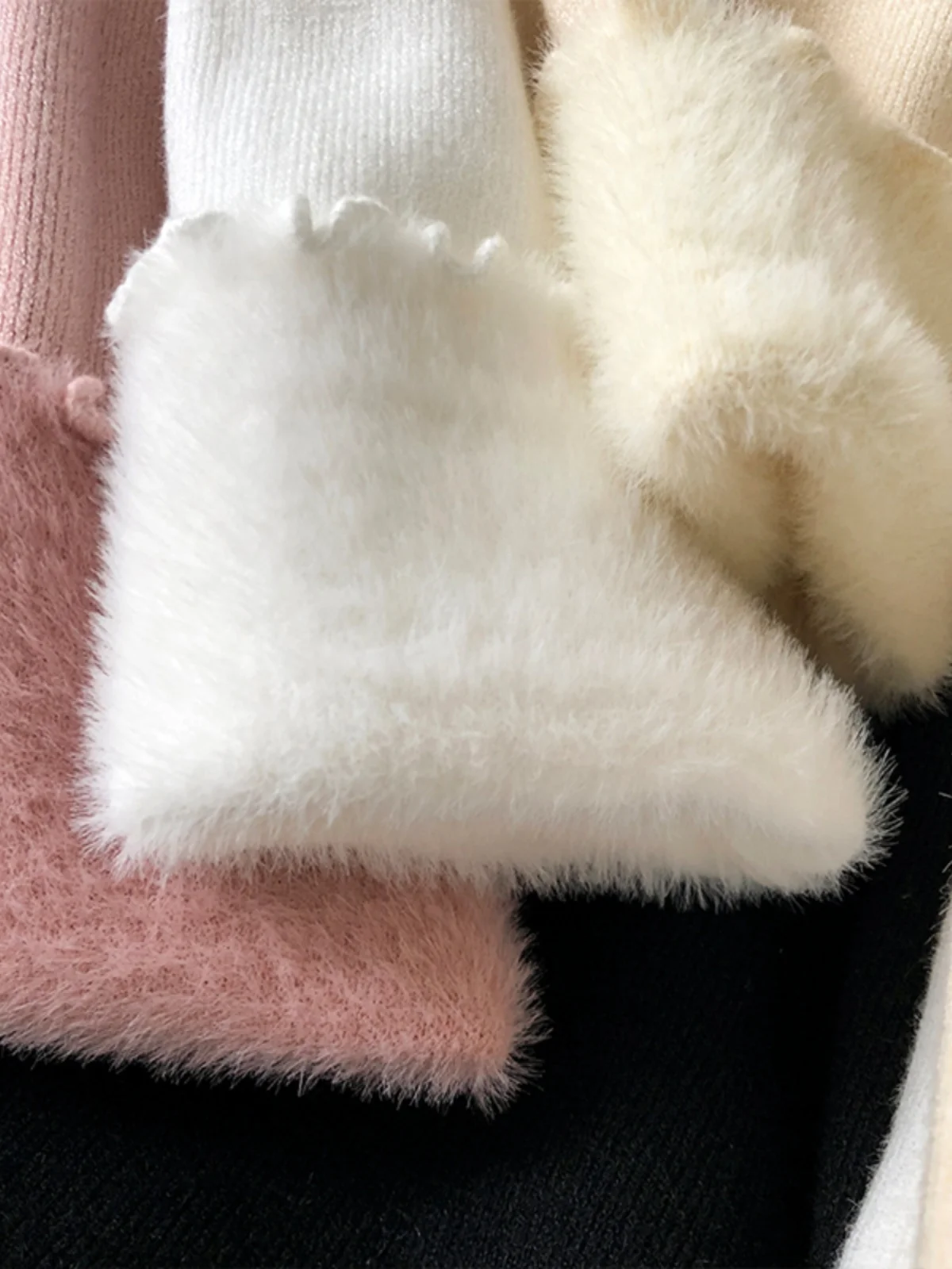 티엔드 플러피 니트 스웨터 여성용 롱 스웨터 하이 칼라 안감 겨울 따뜻한 컬러 출퇴근용