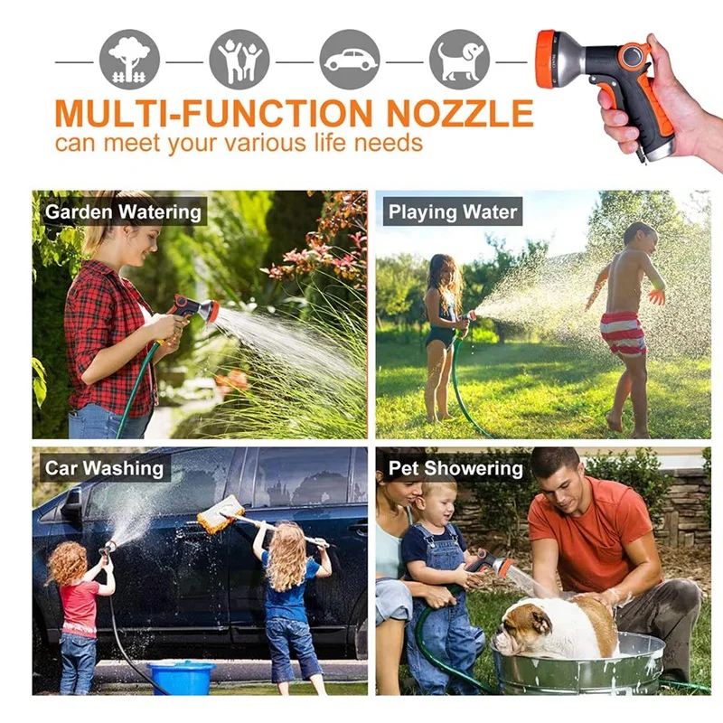 Garden Hose Nozzle Spray Nozzle With Water Volume Control Valve High Pressure Water Hose Nozzle Sprayer With Adjustable