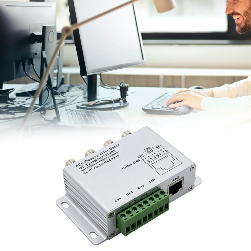 M17B 4-Kanal-Passiv-Video-Balun für CVI-AHD-Kameras CCTV über Twist-Paare UTP-Video-Balun BNC zu UTP RJ45 4-Kanal-Transceiver