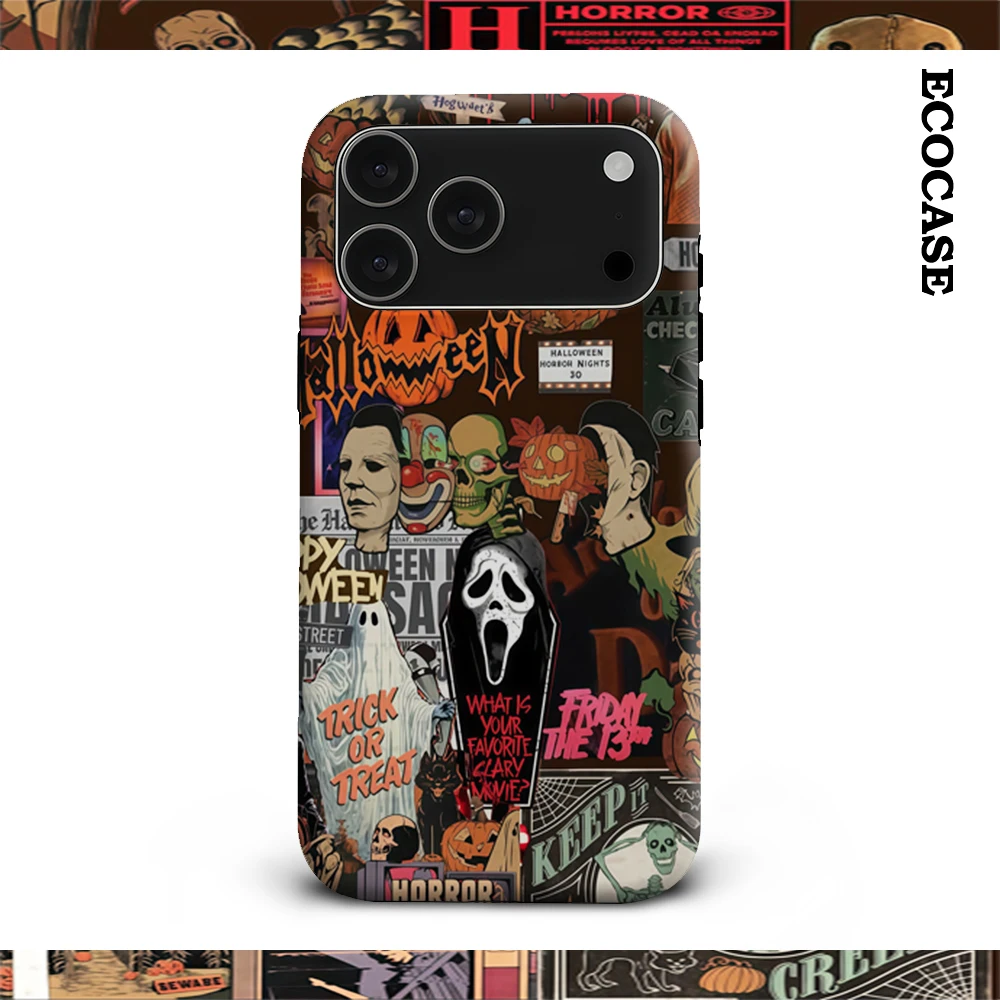 فيلم رعب الهالوين IPhone17 يجب أن يكون لهاتف آيفون 17 16 15 14 13 12 11 Pro Max Plus غطاء خلفي مزدوج الطبقة
