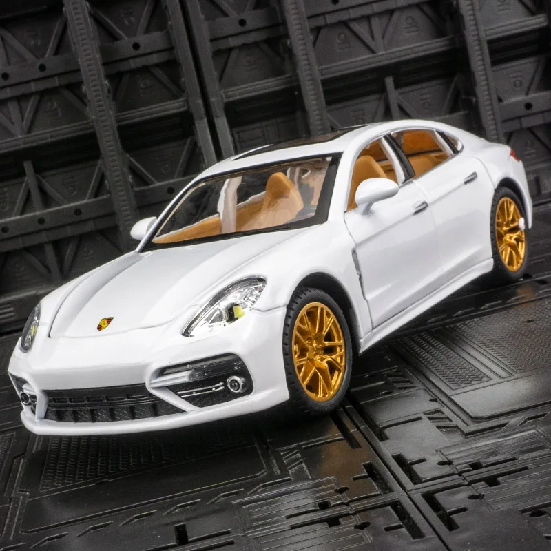 1:24 Porsche Panamera Sport Car Model four doors and the front hood and trunk door can be opened has sound and lighting function
