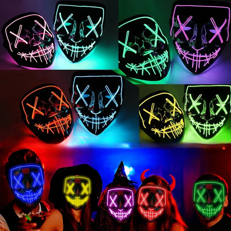 Wireless Bar Music Festival Neon Purification Mask Carnival Party Mask G low in the dark Cosplay costume supply