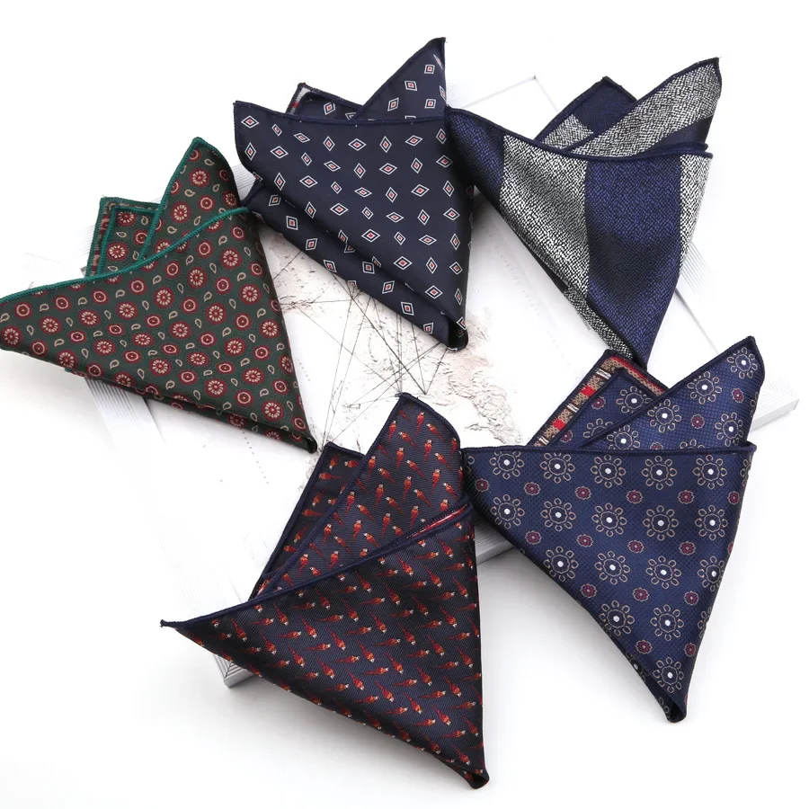 Nuovo stile britannico Hanky da uomo 24CM poliestere fiore tascabile quadrato uomo banchetto abito formale decorazione fazzoletti regalo di compleanno