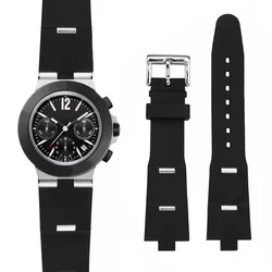 Waterproof Rubber Silicone 22mm 24mm Watch Strap for Bvlgari Polo/GMT Fold Black Solid Stainless Steel Buckle Sports Watch Band