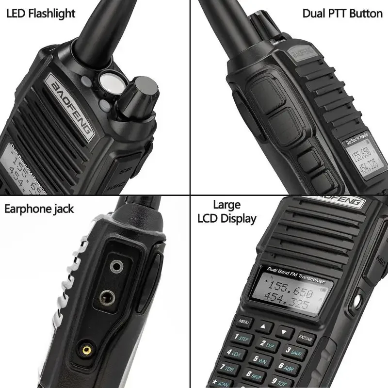 UV-82 Walkie Talkie 5W 8W VHF UHF Ham Radio Comunicador Dual PTT Long Range Two Way RadioFM Amateur Radio Station