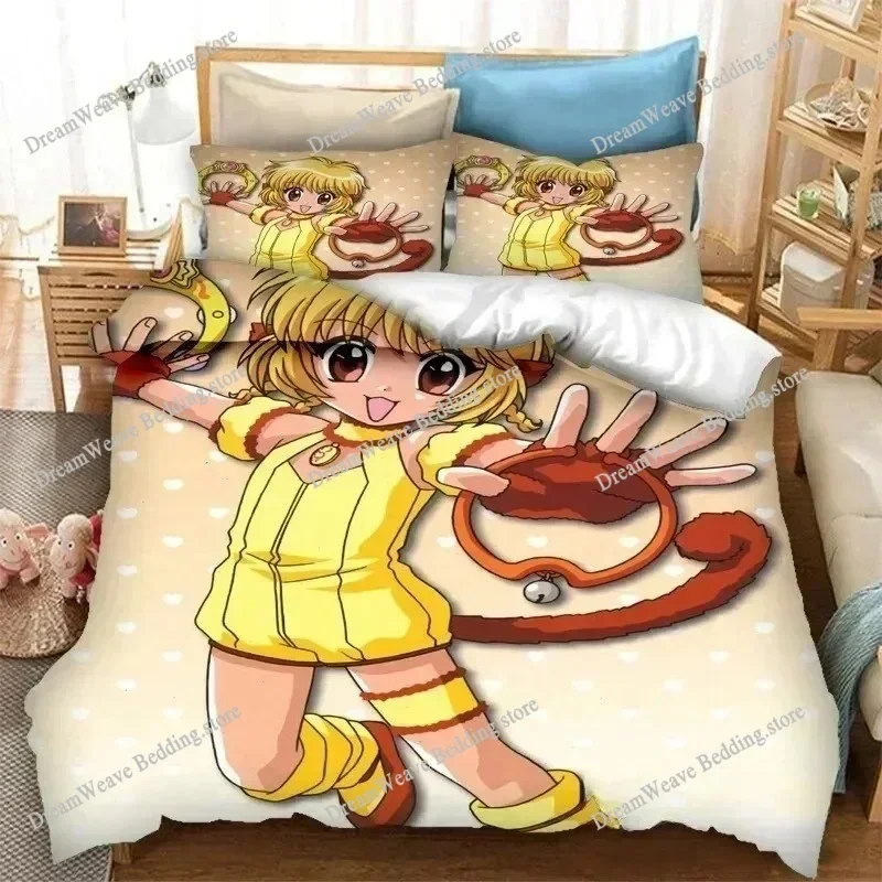 Bedding Decor Tokyo Mew Mew Luxury Bedding Set Japan Anime Cartoon Duvet Cover Set Comforter Bedspread Twin Single Size Printed