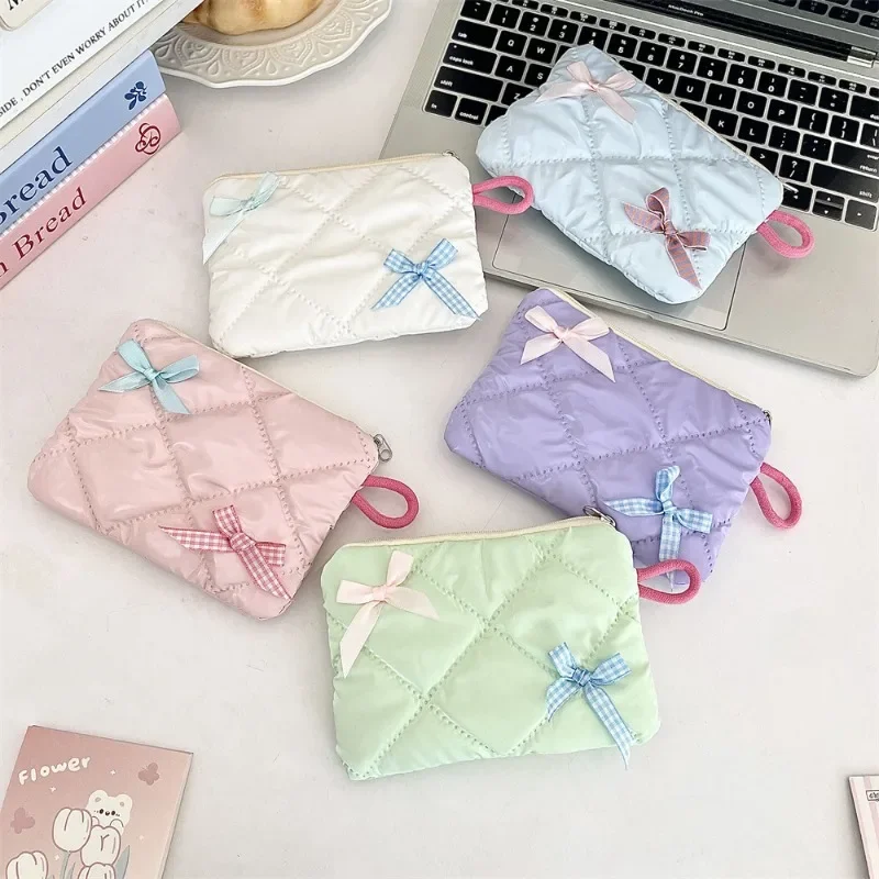 Pearl Shiny Butterfly Bow Coin Wallet Portable Women Cute Lipstick Earphone Coin Money Key Holder Wallet Pouch Purse