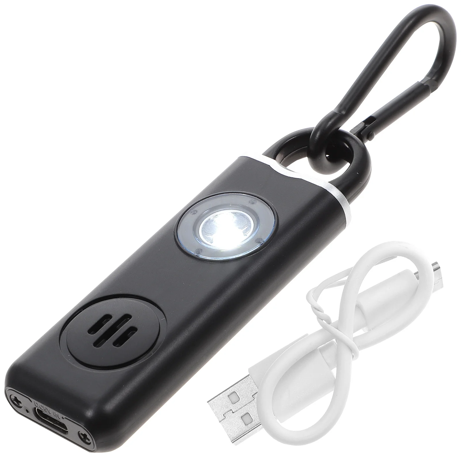 Rechargeable Personal Alarm Keychain 130Db LED Safety for Elderly Children Emergency