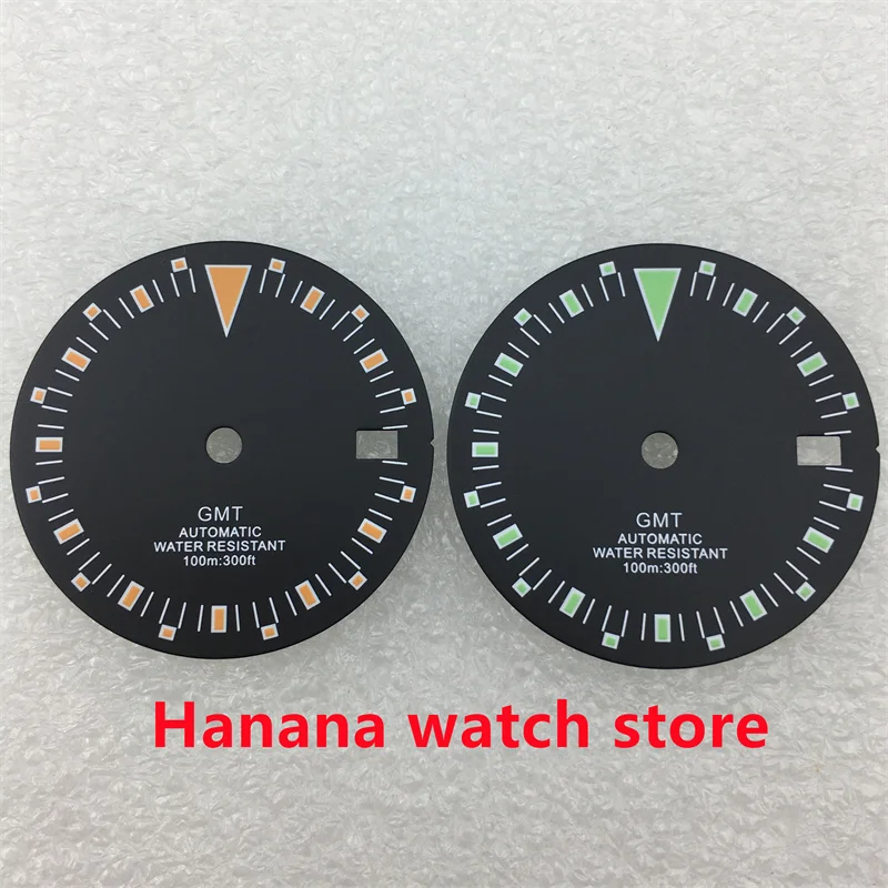 

BLIGER 29 мм черный циферблат зеленый светящийся указатель подходит для аксессуаров для часов с механизмом NH34