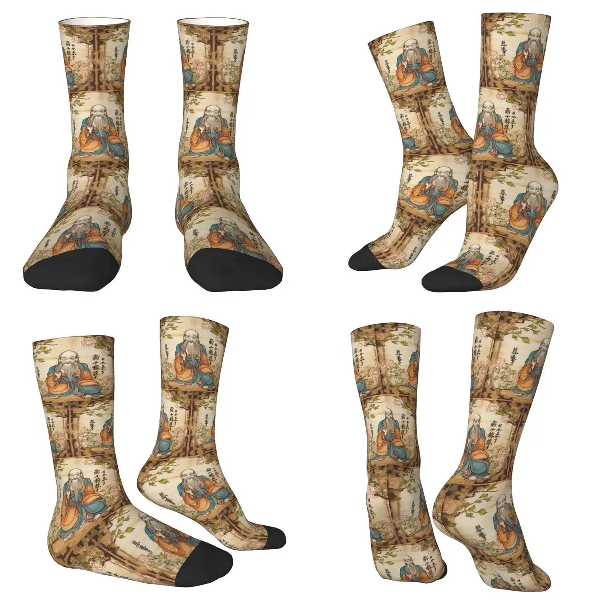 Lao Tzu Socken, Harajuku, superweiche Strümpfe, ganzjährig lange Socken, Zubehör für das Geburtstagsgeschenk von Mann und Frau