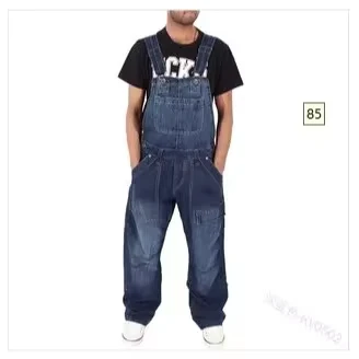 All-match Work Pants for Science and Engineering Men.  Men's Denim Suspender Pants.  Fashionable, Simple and Loose Jeans.  S-5XL