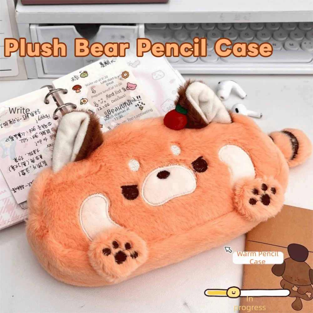 

Милая большая вместительная сумка для ручек с изображением енота, портативный пенал с героями мультфильмов, органайзер для канцелярских принадлежностей, подарок