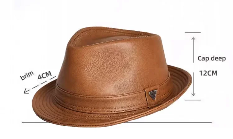 New Man High Quality Genuine Leather Cowhide Formal hat Gentleman Cow Skin Short Brim Black/Brown Top Hat Male Shows Gentleman