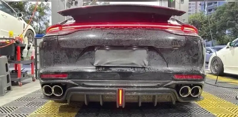 For Porsche Panamera 971 2017-2023 Real Carbon Fiber Rear Bumper Lip Diffuser Splitters Spoiler Back Car Accessories Body Kit view 2