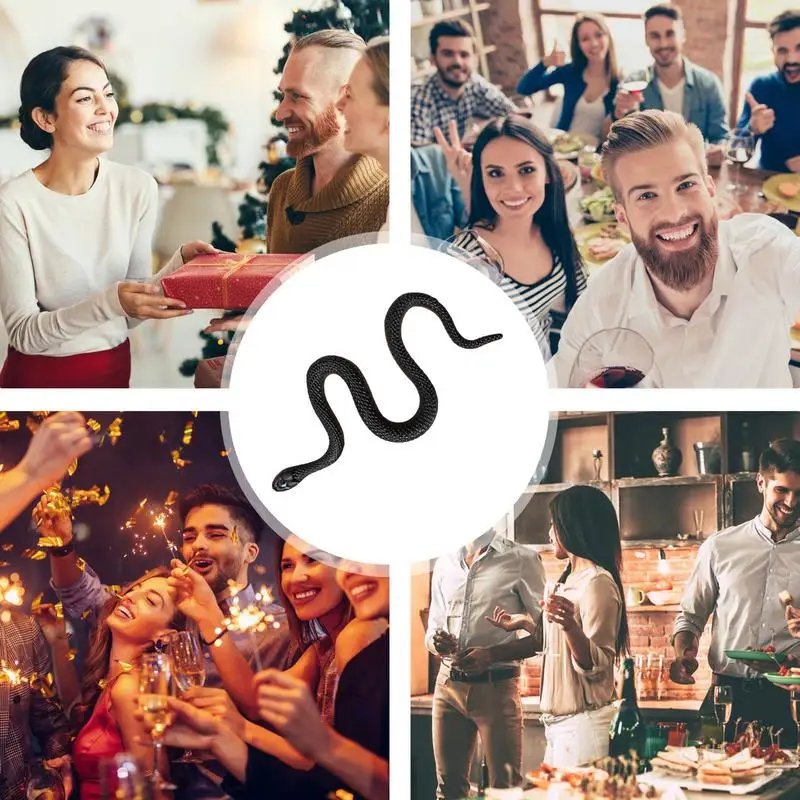 Пластиковая игрушка в виде змеи животного, модель змеи, черный цвет, 1 шт., модель змеи из ТПР, забавная страшная змея, детские игрушки для розыгрыша