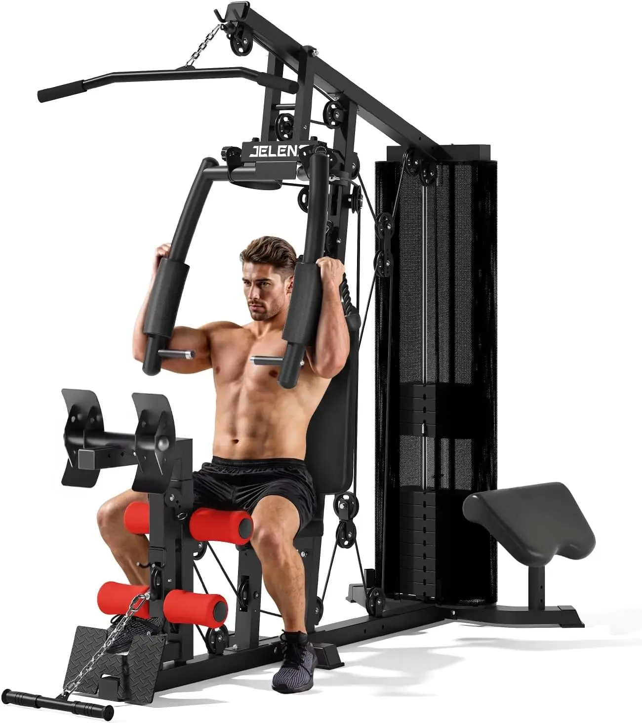 Home Gym, Multifunctional H11 Home Gym Equipment, Workout Station with 150LBS Weight Stack, Exercise Equipment with Pulley Syste