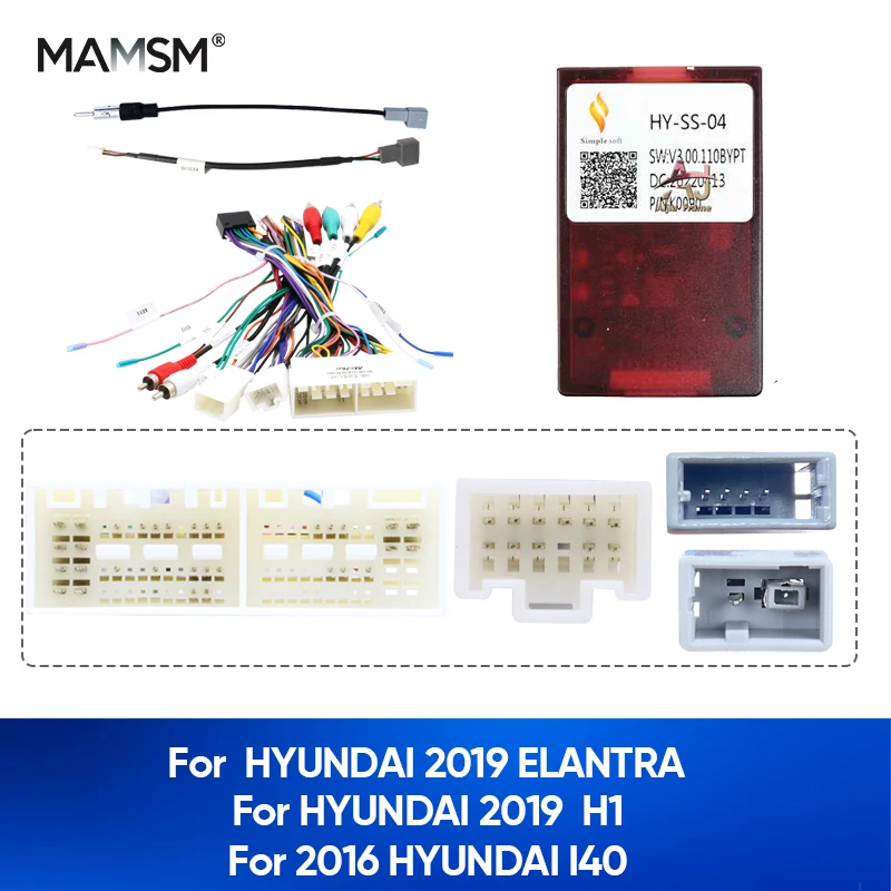 MAMSM Radio samochodowe Canbus Box dla HYUNDAI 2019 ELANTRA H1 I40 2016 Wiązka przewodów Kabel zasilający Dekoder Adapter HY-SS-04