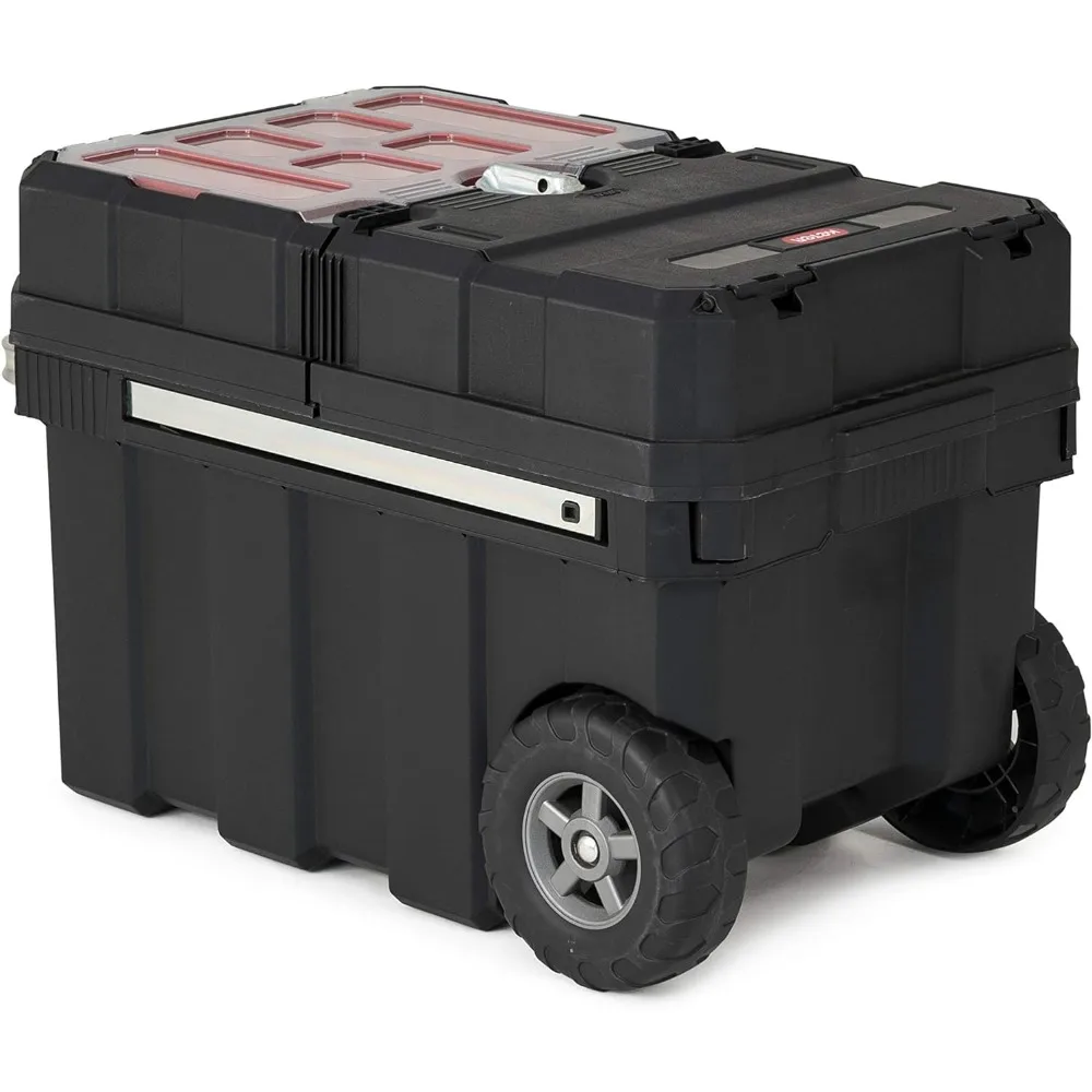 

Resin Rolling Toolbox with Locking System and Removable Bins, Perfect Organization and Storage Chest, Toolbox