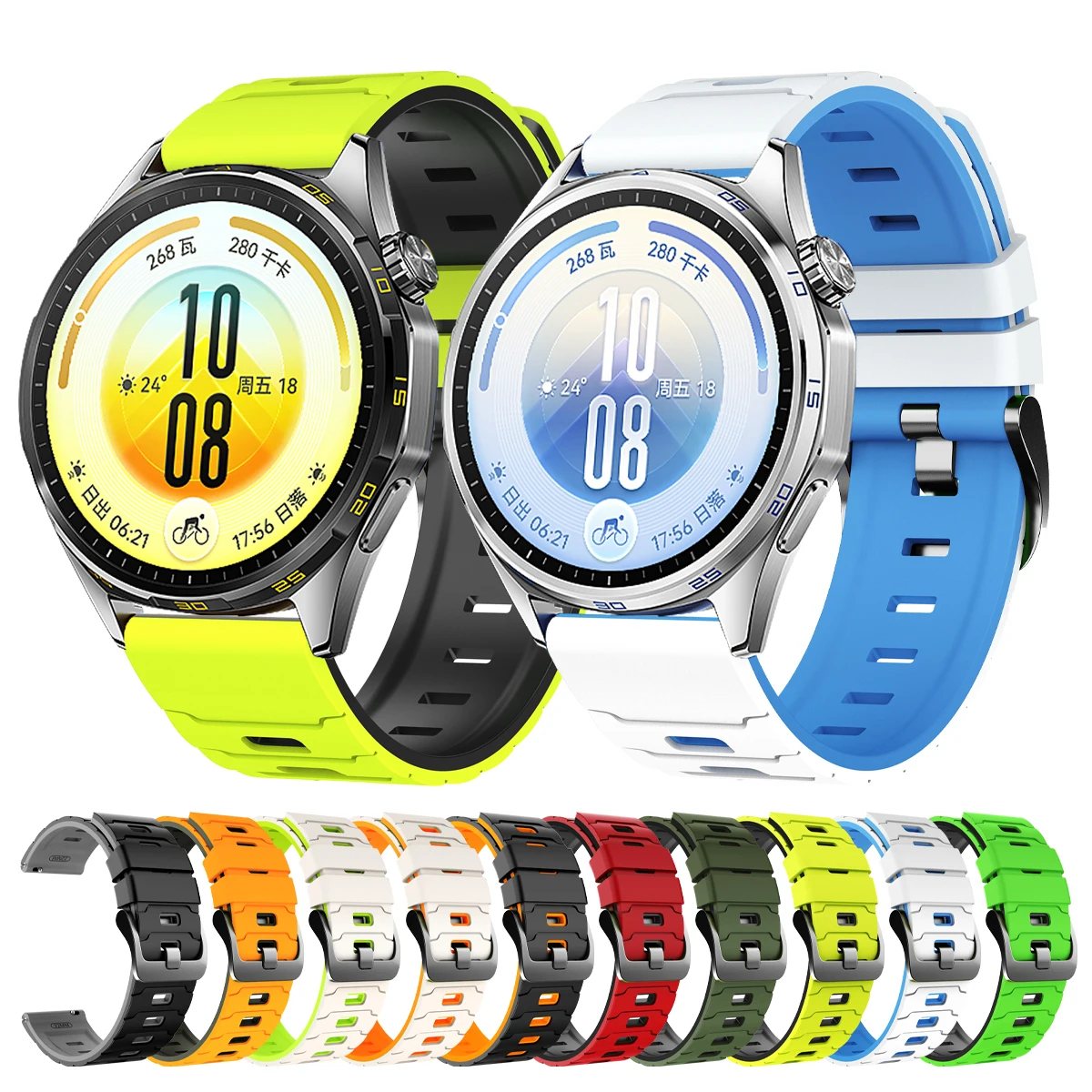 22mm Sport Silicone Strap For HUAWEI WATCH GT7 GT6 GT5 GT4 GT3 GT2 46mm Band For GT7 GT6 Pro/Watch 5 4 3 Pro/Ultimate 2 Bracelet