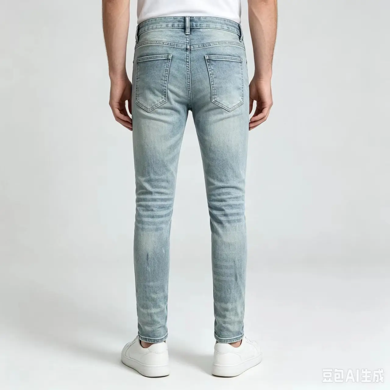 Men's Blue High-Quality Stretch Slim Fit Jeans Y2K Retro Washed Ripped Patch Painted Pleated Hip-Hop Designer