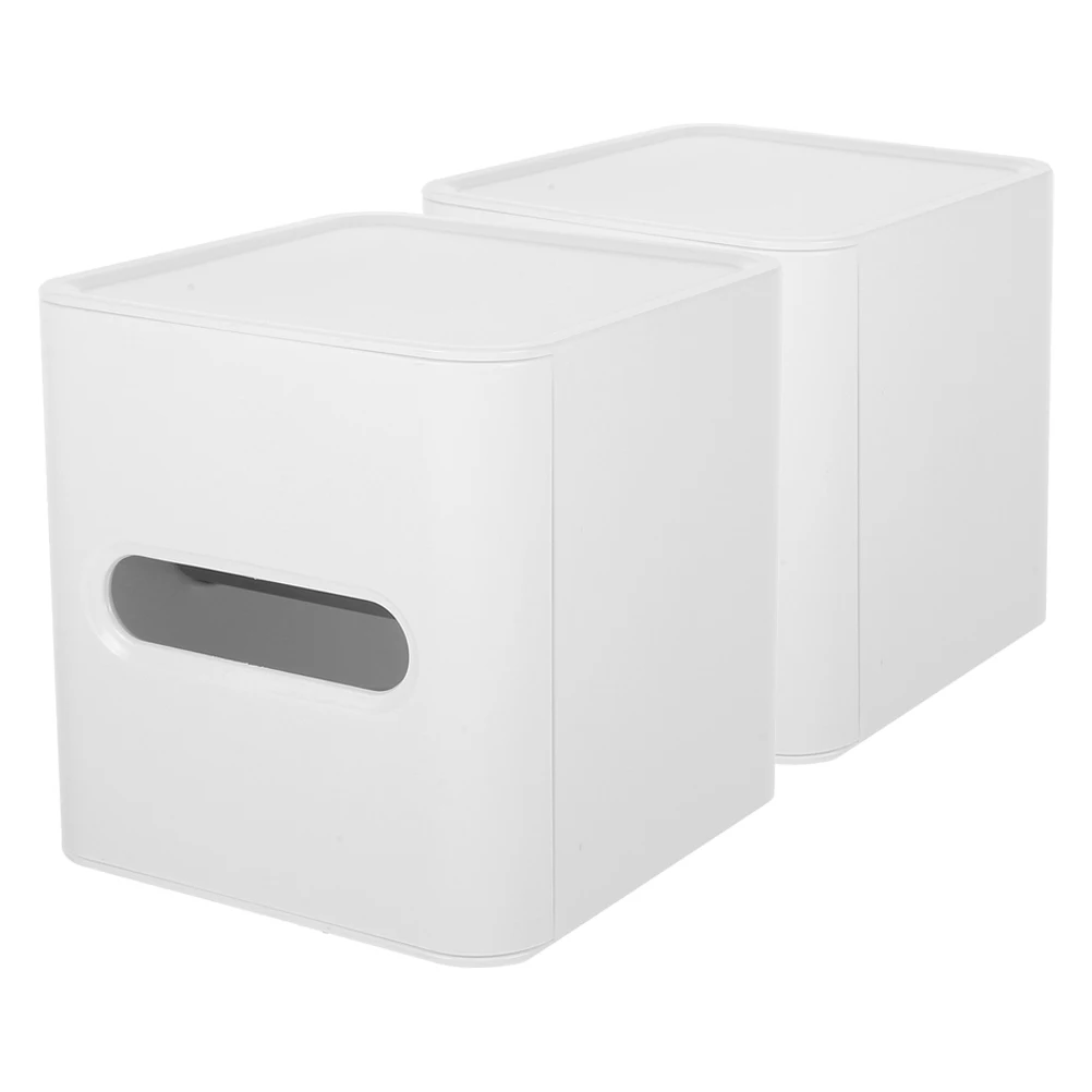 

2Pcs Tissue Box Storage Holder Paper Towel Bracket Wipe Container Plastic Face Boxes Simple Design Multifunctional Organizer