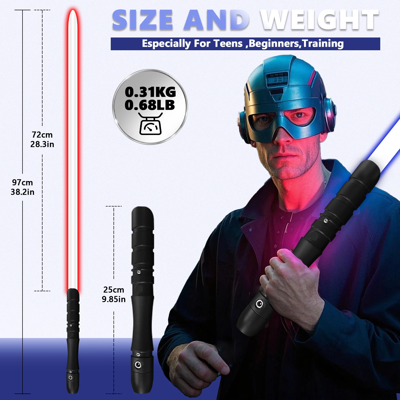 Dueling Lightsaber-97cm,16 RGB Colors,4 Modes&Sounds Light Saber,Metal Hilt, USB Charger, Birthday Gift for Kids Adults