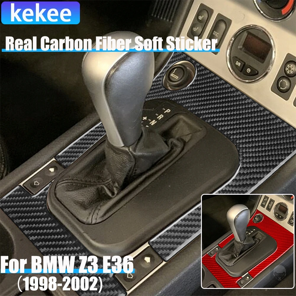 

Real Carbon Fiber Car Accessories Center Gear Shift Panel Decorative Cover Soft Sticker For BMW Z3 E36 1998 1999 2000 2001 2002