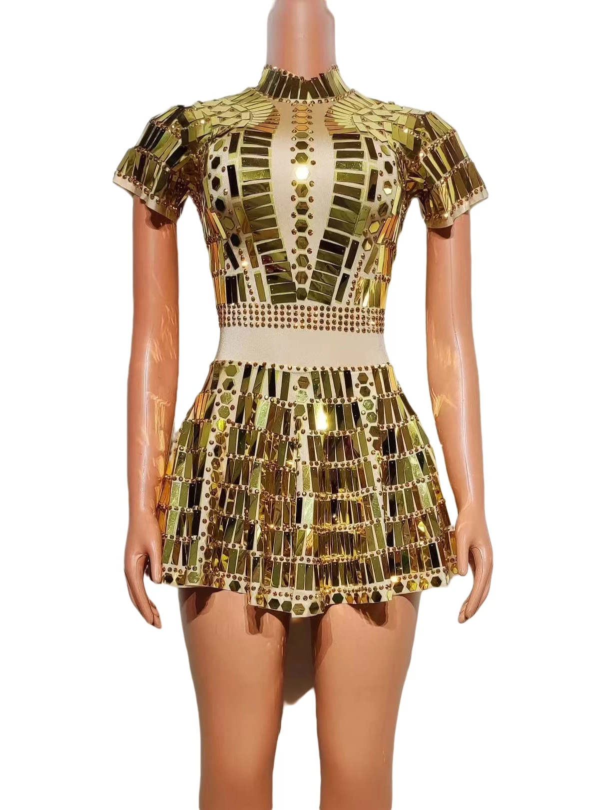 Gold Silver Sequins Bodysuits Dress For Women Dance Costume Shinning Las Vegas Cheerleading Showgirl Stage Wear Photoshoot Props