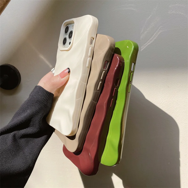 Luxury 3D Wave Texture Plating Phone Case For iPhone 15 14 Plus 13 12 11 Pro Max X XR XS Max SE 2022 7 8 Plus Shockproof Cover