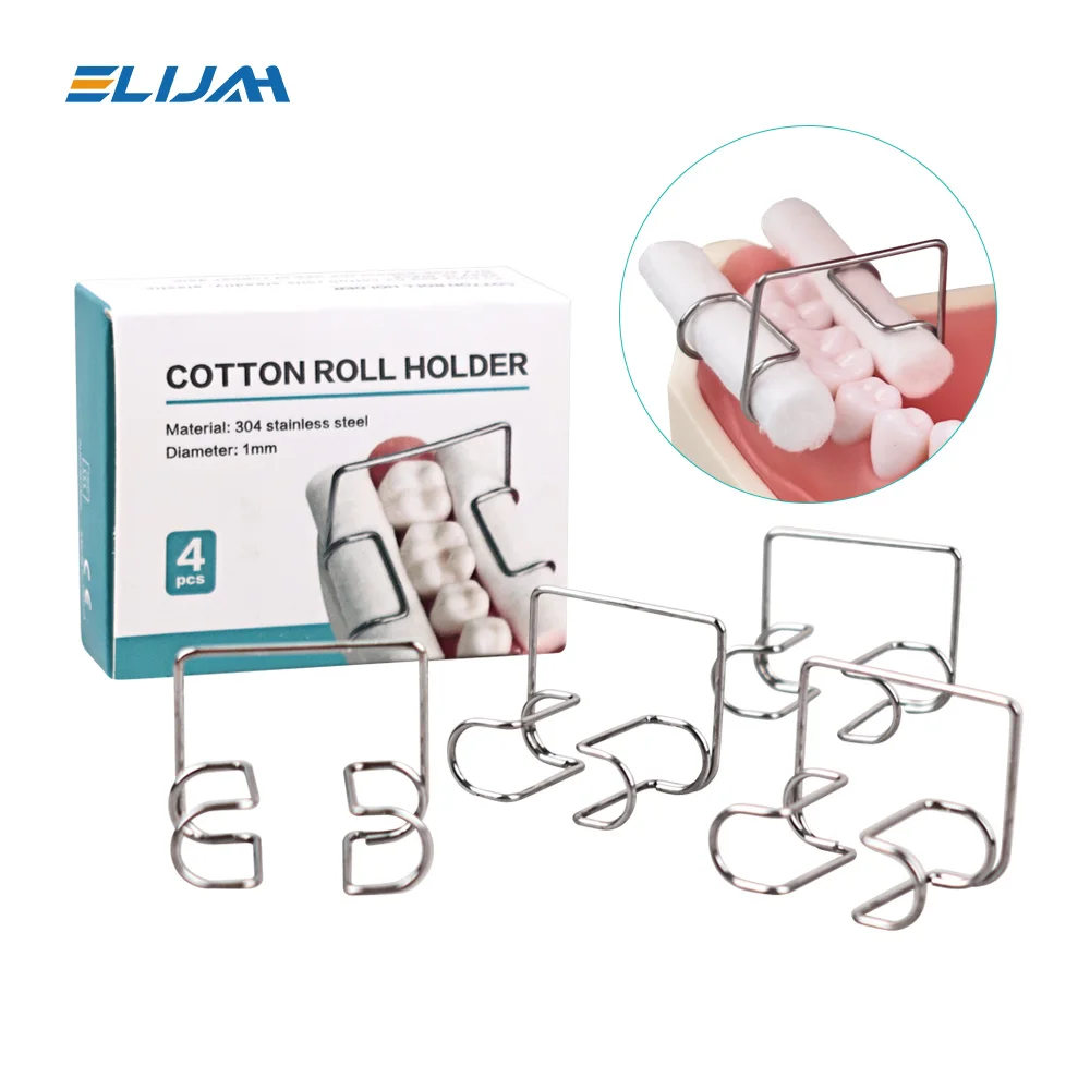 

4pcs/Box Dental Cotton Roll Holder Clip Orthodontic Stainless Steel Tool Clinic Ortho Lab Supplies Cotton Holder Autoclavable