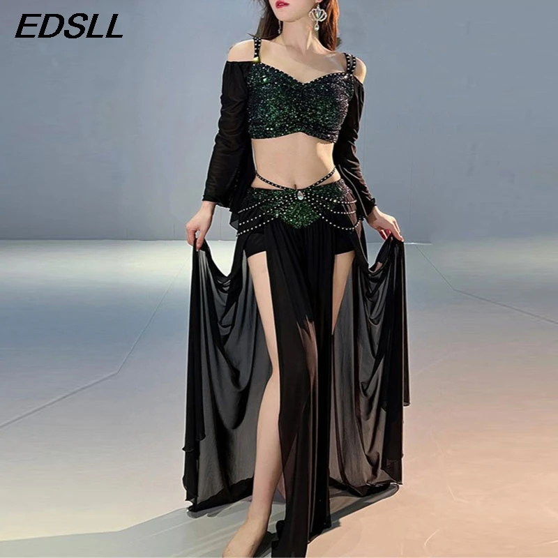Women Belly Dance Costume Set Lady Dance Dress Practice Training Class Clothing Clothes Adult Stage Performance Costume Outfit