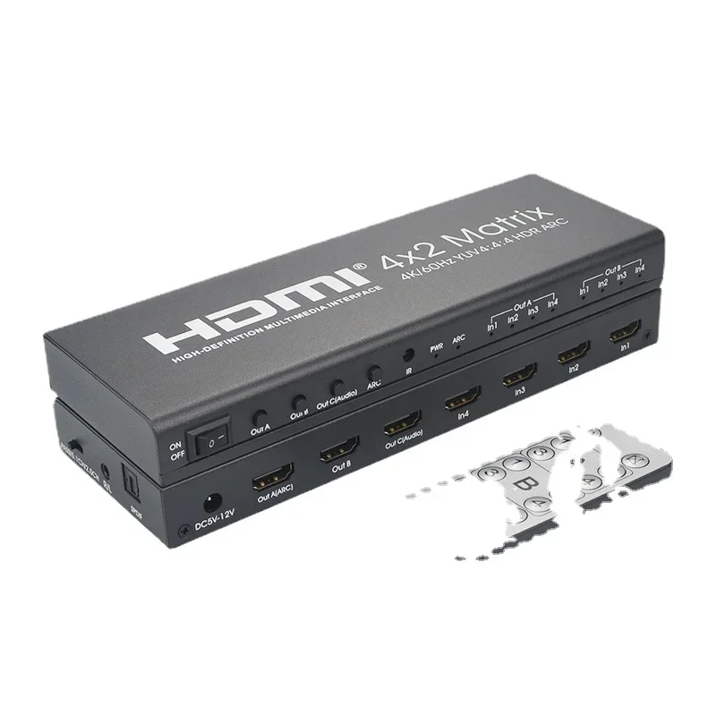 

4x2 HDMI 2.0 Matrix - Ultra HD HDMI Switcher - 4K60Hz YUV4:4:4 HDR ARC - Distributor