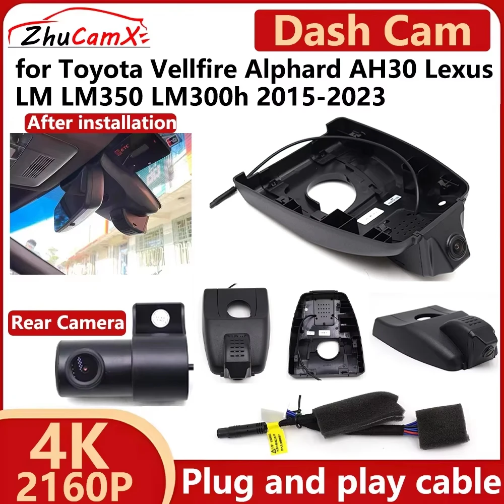 

ZhuCamX for Toyota Vellfire Alphard AH30 Lexus LM LM350 LM300h 2015-2023 4K 2160P Car DVR Dash Cam Camera Night Vision Recorder