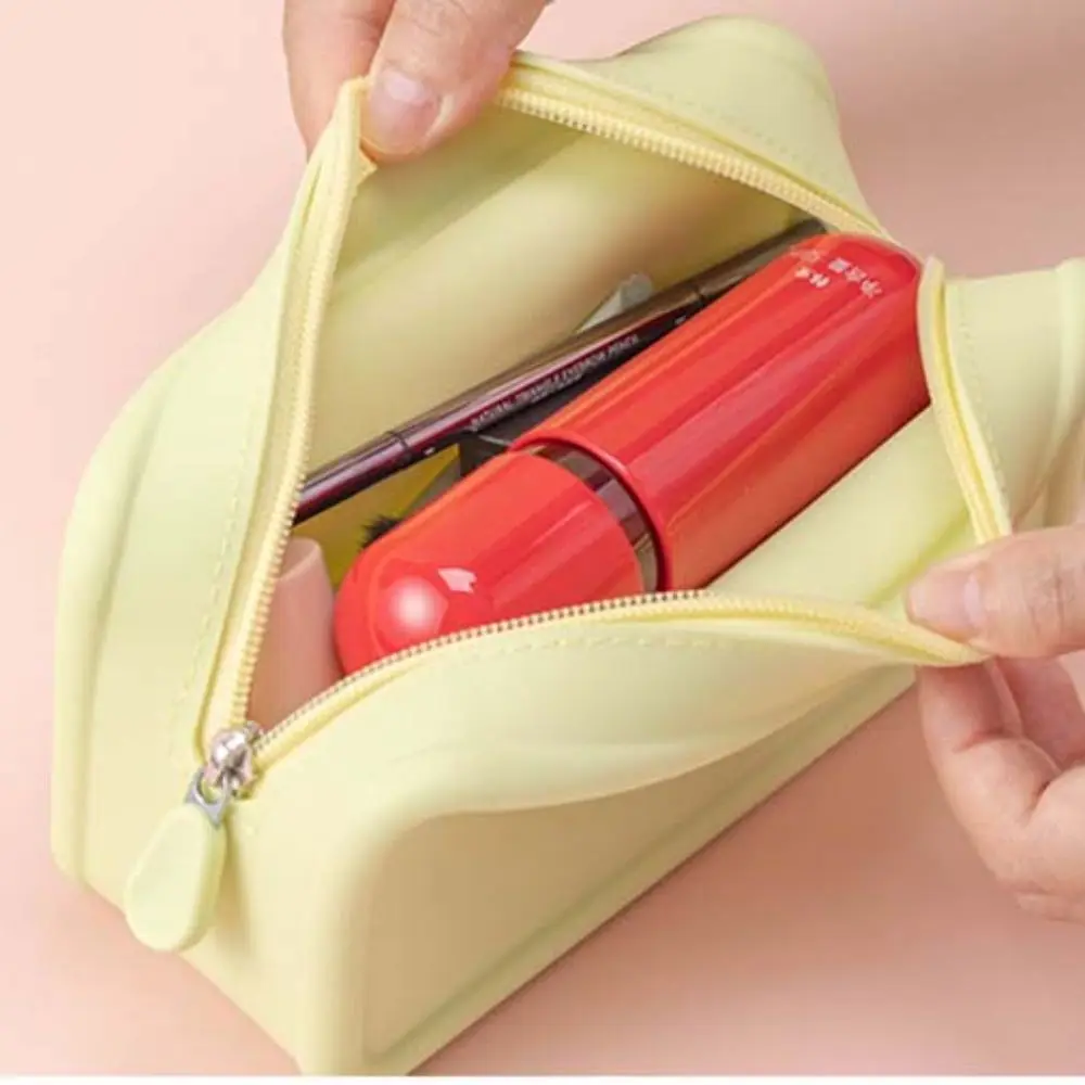 موراندي اللون سيليكون حقيبة مستحضرات التجميل مستطيل سعة كبيرة متعددة الوظائف حقيبة التخزين فرشاة للمكياج حامل محفظة نسائية للعملات المعدنية #3