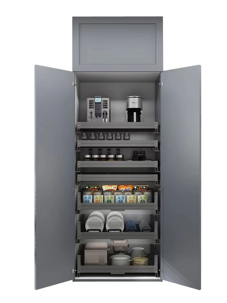 Cabinet Dishes Open-door Seasoning Basket All Aluminum Deepened Multi-layer Storage Drawer Push-pull High Cabinet