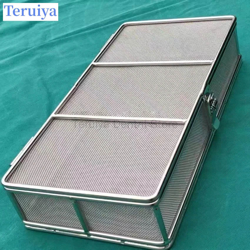 Medical Grade 304 Stainless Steel Dental Sterilization Mesh Basket Lidded Storage for Burs & Precision Dental Tools