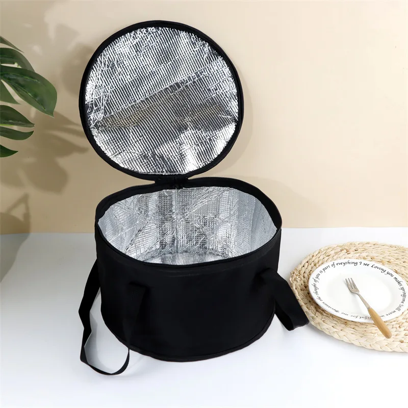 Round Insulated Casserole Carrier, Thickened Waterproof Thermal Lunch Bag with Handle, Food Tote for Picnic, Work, Travel