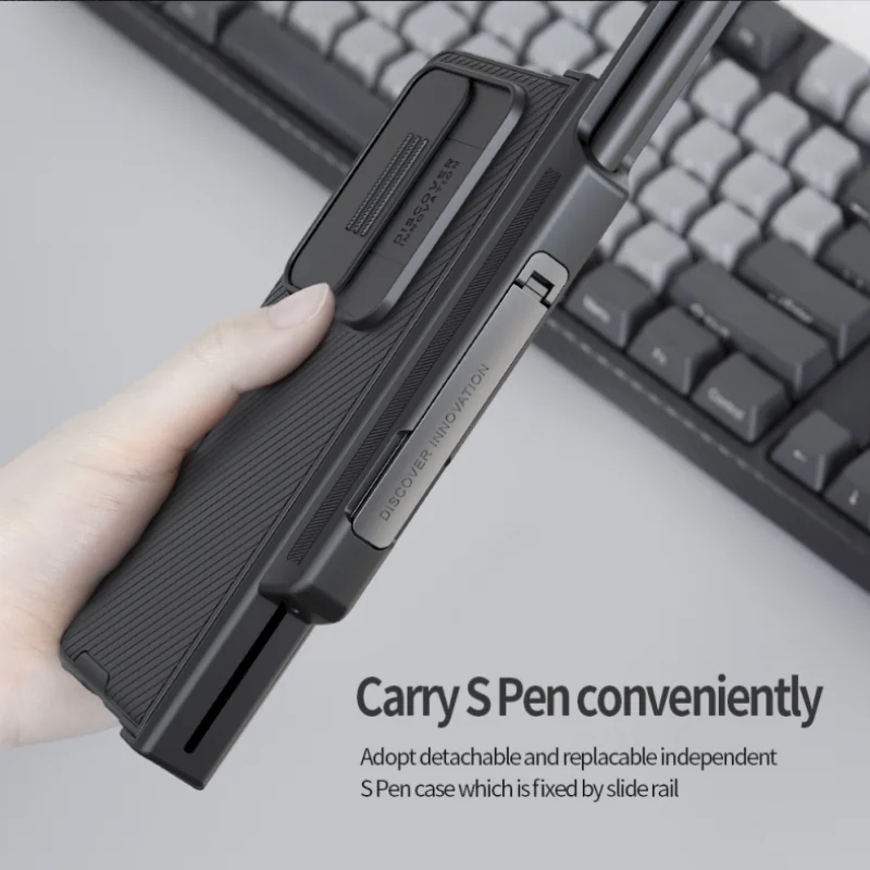 Phone Protective Case for Samsung Galaxy Z Fold 5 Case Camera Shield Pro Slide Back Protector Cover Kickstand with S-Pen Pocket