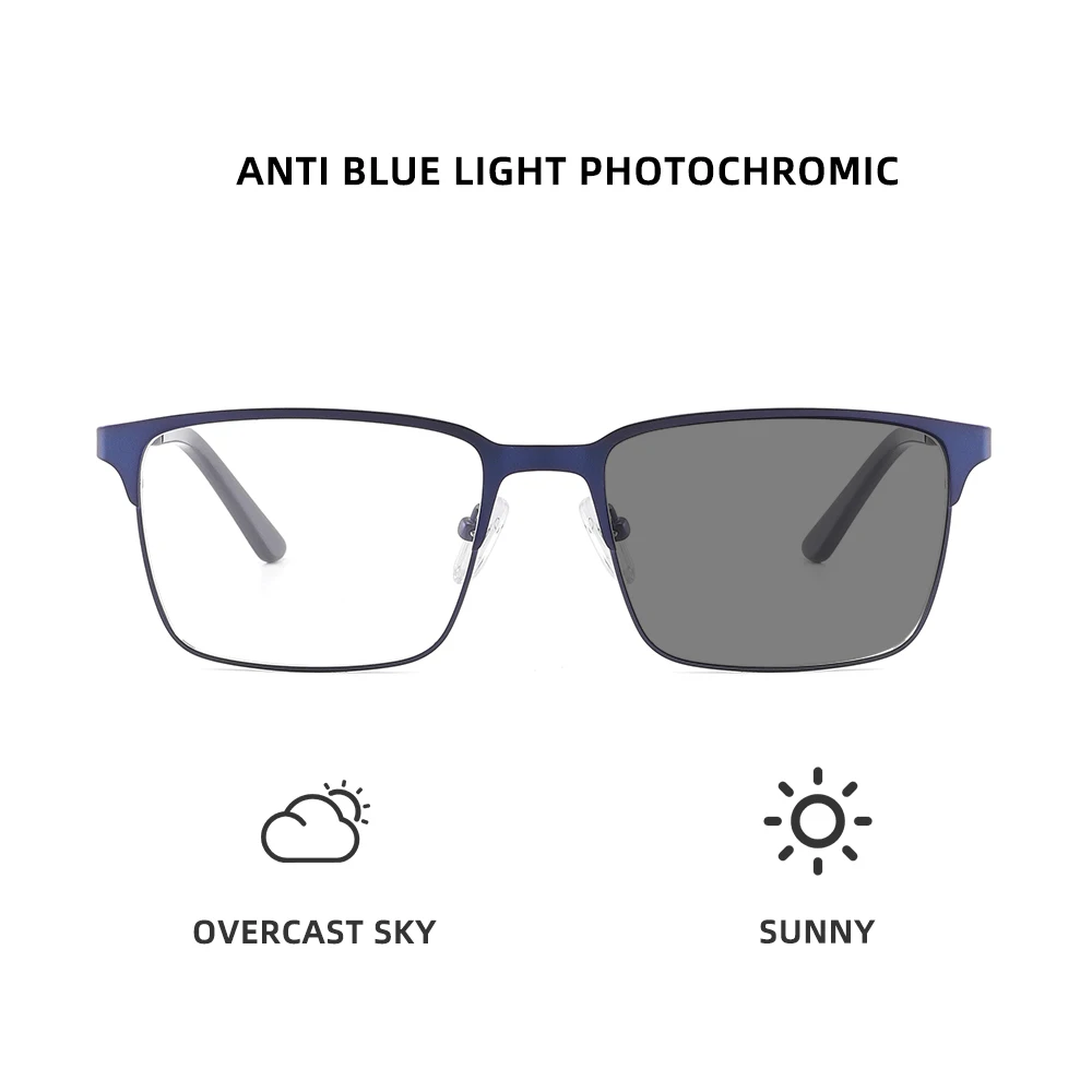 myopia photochromic glasses men Luxury eyeglasses reading  prescription blue anti light bezel for business optical glasses man 2
