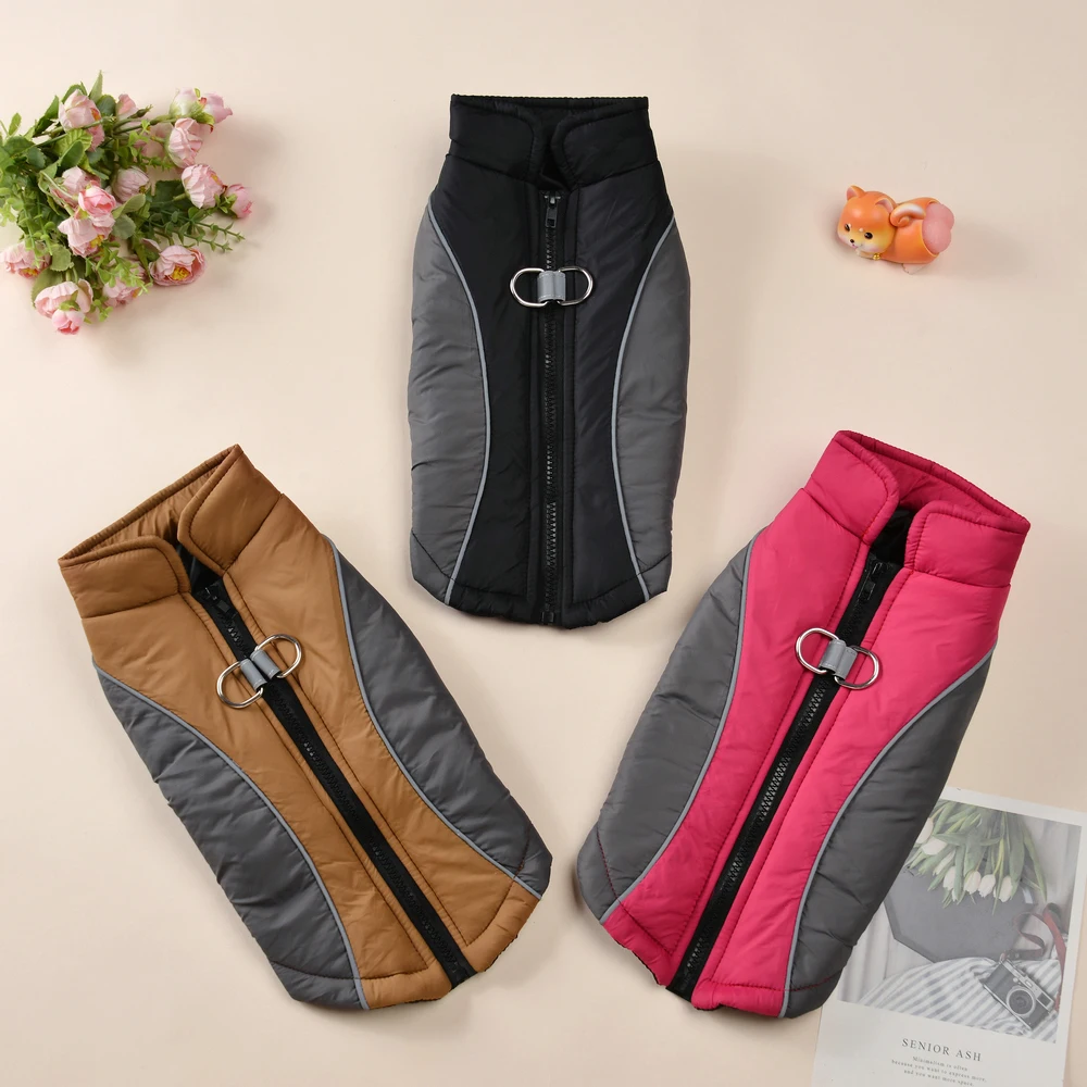 Reflective Dog Jacket Coat For Small Medium Dogs Cats Winter Warm Dog Clothes With D-ring Windproof Yorkshire Pug Puppy Clothing