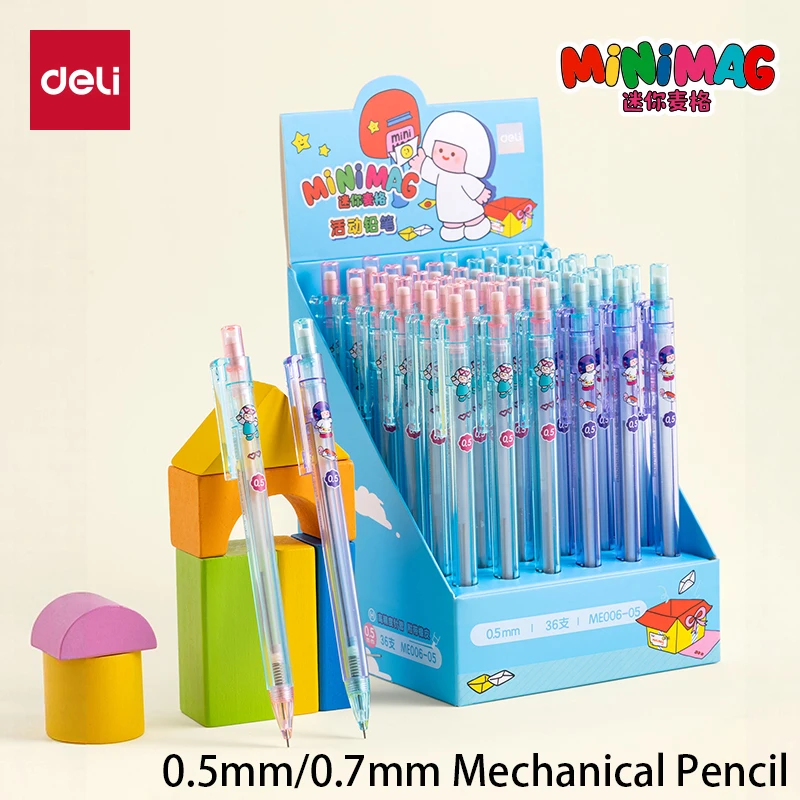 Deli 6pcs 0.5mm/0.7mm Mechanical Pencils Propelling Pencils School&Office Supplies Drawing Sketch Tools Stationery Gift