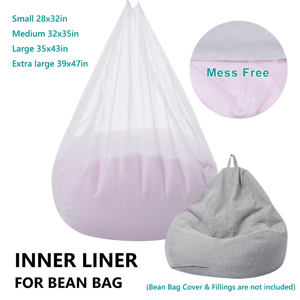 Bean Bag Inner Liner No Filler Easy Cleaning Bean Bag Insert Replacement Cover for Bean Bag Chair Zipper Opening No Filler